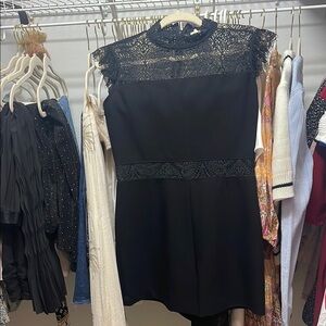 Black Lace Yoke A-Line Dress